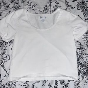 brandy melville white curved neck shirt